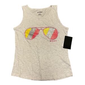 DKNY Glitter Sunglasses Gray Girls Tank Top Size 7